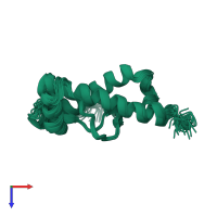 PDB entry 1xyw coloured by chain, ensemble of 20 models, top view.