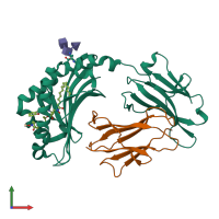 Hetero dimeric assembly 1 of PDB entry 1xz0 coloured by chemically distinct molecules, front view.