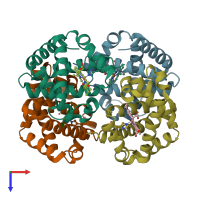 PDB entry 1xz7 coloured by chain, top view.