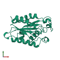 PDB entry 1xza coloured by chain, front view.
