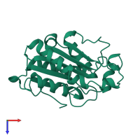 PDB entry 1xza coloured by chain, top view.