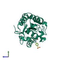 PDB entry 1xzc coloured by chain, side view.
