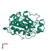 PDB entry 1xzc coloured by chain, top view.