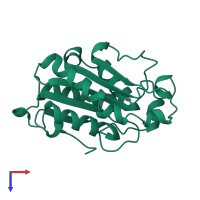 PDB entry 1xzf coloured by chain, top view.