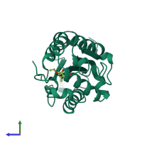 PDB entry 1xzl coloured by chain, side view.