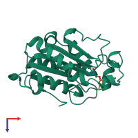 PDB entry 1xzl coloured by chain, top view.