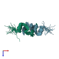 PDB entry 1y00 coloured by chain, ensemble of 20 models, top view.