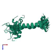 PDB entry 1y04 coloured by chain, ensemble of 20 models, top view.