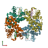 PDB entry 1y0a coloured by chain, front view.