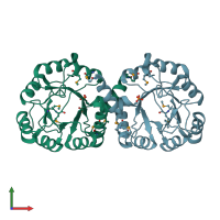 PDB entry 1y0e coloured by chain, front view.