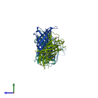 PDB entry 1y0g coloured by chain, side view.