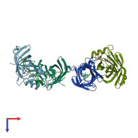 PDB entry 1y0g coloured by chain, top view.