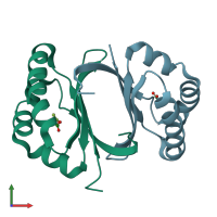 PDB entry 1y0h coloured by chain, front view.