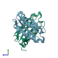 PDB entry 1y0h coloured by chain, side view.