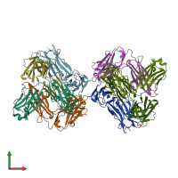 PDB entry 1y0l coloured by chain, front view.