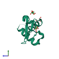 PDB entry 1y0n coloured by chain, side view.