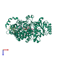 PDB entry 1y0p coloured by chain, top view.