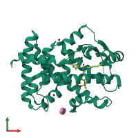 Monomeric assembly 2 of PDB entry 1y0s coloured by chemically distinct molecules, front view.