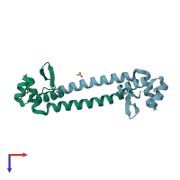 PDB entry 1y0u coloured by chain, top view.