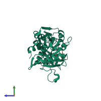 PDB entry 1y0y coloured by chain, side view.