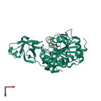PDB entry 1y0y coloured by chain, top view.