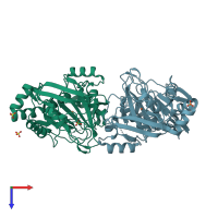 PDB entry 1y0z coloured by chain, top view.