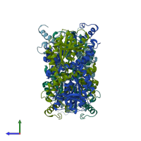 PDB entry 1y10 coloured by chain, side view.