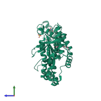 PDB entry 1y11 coloured by chain, side view.