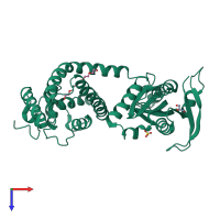 PDB entry 1y11 coloured by chain, top view.