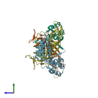PDB entry 1y14 coloured by chain, side view.