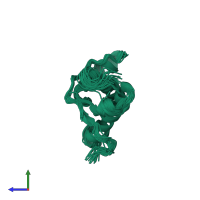 PDB entry 1y16 coloured by chain, ensemble of 20 models, side view.