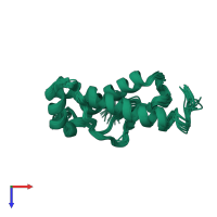 PDB entry 1y16 coloured by chain, ensemble of 20 models, top view.