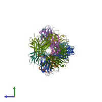 PDB entry 1y18 coloured by chain, side view.