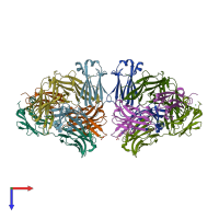 PDB entry 1y18 coloured by chain, top view.
