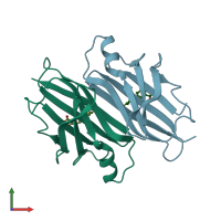 PDB entry 1y1d coloured by chain, front view.