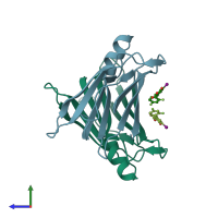 PDB entry 1y1d coloured by chain, side view.