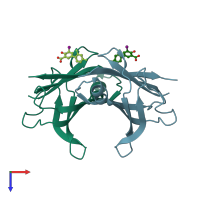 PDB entry 1y1d coloured by chain, top view.
