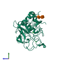 PDB entry 1y1i coloured by chain, side view.