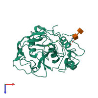 PDB entry 1y1i coloured by chain, top view.