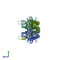 PDB entry 1y1o coloured by chain, side view.