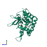 PDB entry 1y1z coloured by chain, side view.