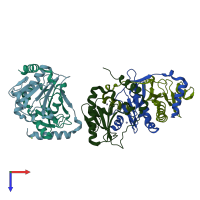 PDB entry 1y23 coloured by chain, top view.