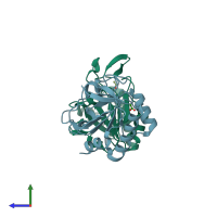 PDB entry 1y25 coloured by chain, side view.
