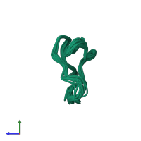 PDB entry 1y29 coloured by chain, ensemble of 20 models, side view.
