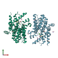PDB entry 1y2e coloured by chain, front view.