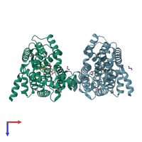 PDB entry 1y2e coloured by chain, top view.