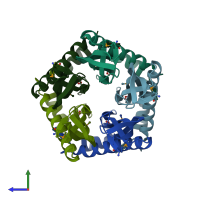 PDB entry 1y2i coloured by chain, side view.