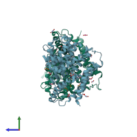 PDB entry 1y2k coloured by chain, side view.