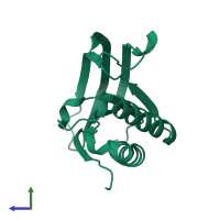 PDB entry 1y2q coloured by chain, side view.