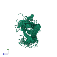 PDB entry 1y2s coloured by chain, ensemble of 20 models, side view.